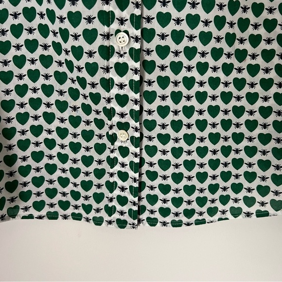 J. Crew Novelty Print Hearts & Bees Button Up Crisp Contemporary Perfect Shirt - Picture 7 of 12